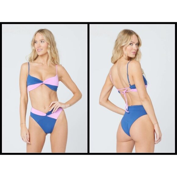 💕L*SPACE💕 Color Block Bikini Set: Ringo Top + Mercury Classic Bottom XL NWT - Picture 2 of 16